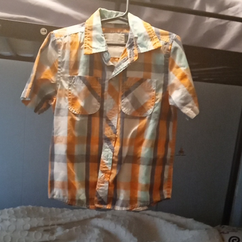 Sonoma Kids Plaid Button Down Shirt - Orange, Blue, White